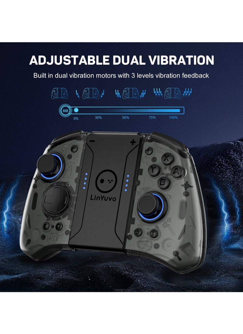 Generic Professional Gamepad LinYuvo Joycon Bluetooth Game Controller Compatible with Switch, Switch Lite, Switch OLED 8 Colors RGB Light Six-Axis Gyroscope Turbo Function Adjustment Dual Vibration Wake-Up  - Image 5