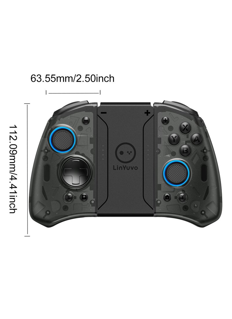 Generic Professional Gamepad LinYuvo Joycon Bluetooth Game Controller Compatible with Switch, Switch Lite, Switch OLED 8 Colors RGB Light Six-Axis Gyroscope Turbo Function Adjustment Dual Vibration Wake-Up  - Image 1