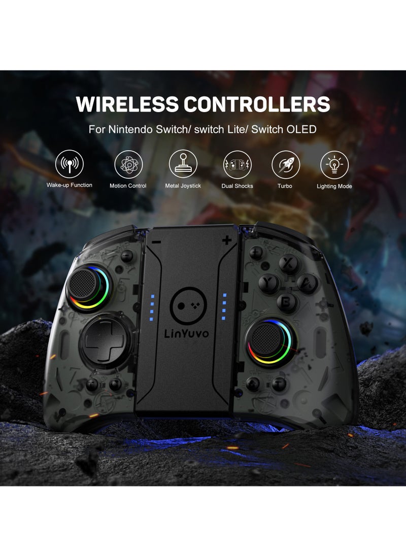 Generic Professional Gamepad LinYuvo Joycon Bluetooth Game Controller Compatible with Switch, Switch Lite, Switch OLED 8 Colors RGB Light Six-Axis Gyroscope Turbo Function Adjustment Dual Vibration Wake-Up  - Image 4