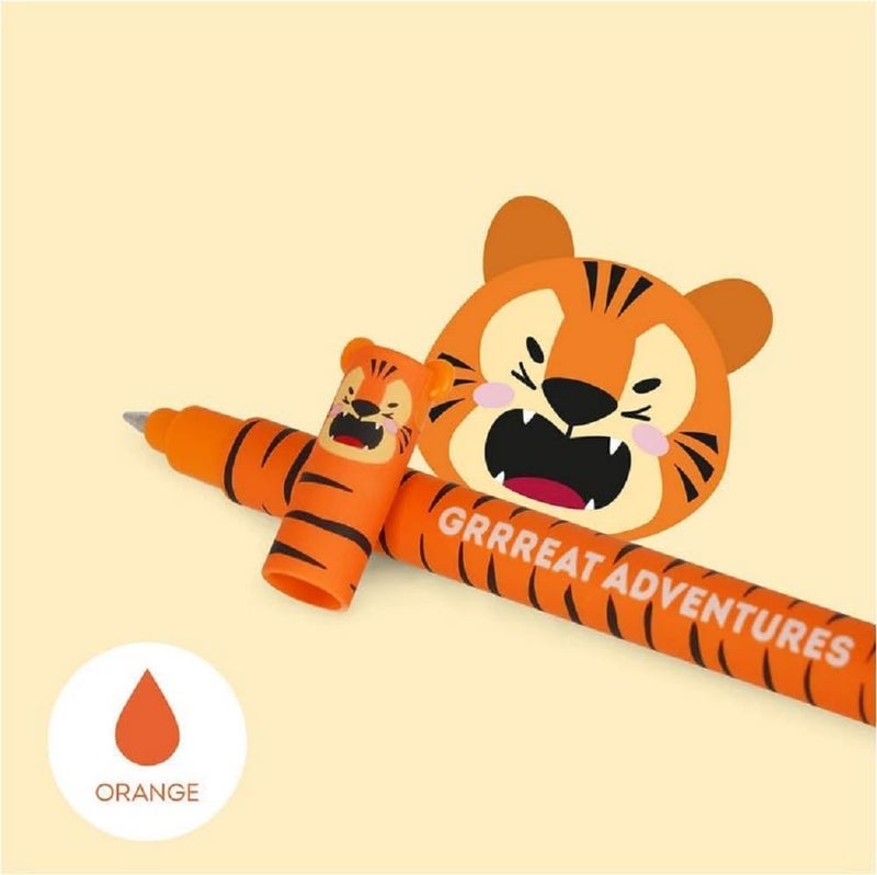 LEGAMI Set of 7 Erasable Gel Pens with Thermosensitive Erase Ink Range of ink colours barrel designs 07mm Tip Unicorn Hippo Butterfly Corgi Tiger Giraffe Teddy Bear Designs - Image 3