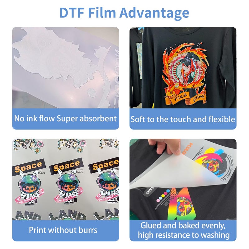 imtfzct DTF Transfer Film Roll 13" x 328ft,Double Sided Matte Clear PreTreat PET Heat Transfer Paper, Cold and Hot Peel, Direct to Film for T-Shirts Textile - Image 5