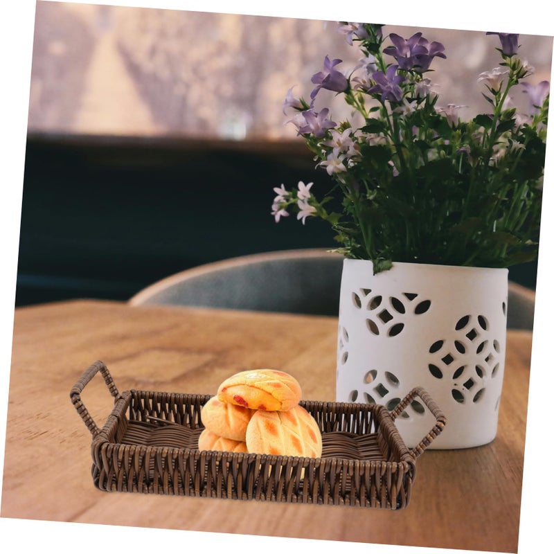Woven Storage Basket With Handles For Organizing Office Supplies Snacks And Cosmetics 20x13cm - Image 3