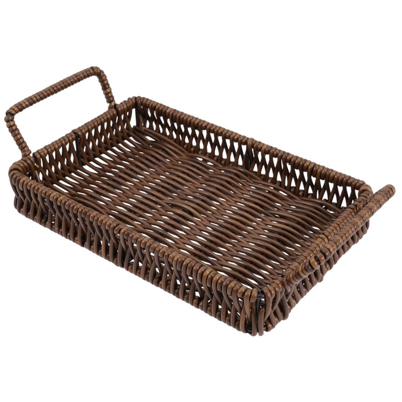 Woven Storage Basket With Handles For Organizing Office Supplies Snacks And Cosmetics 20x13cm - Image 2