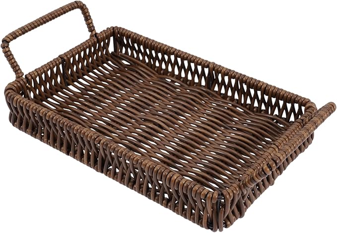 Woven Storage Basket With Handles For Organizing Office Supplies Snacks And Cosmetics 20x13cm - Image 1