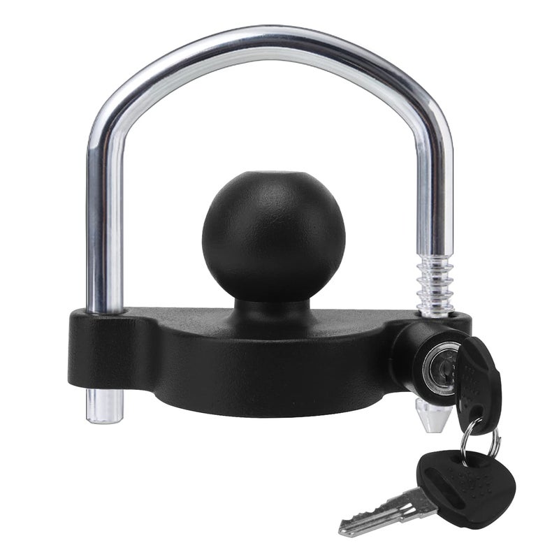 METOWARE Trailer Coupler Lock Universal Adjustable HeavyDuty Steel Trailer Hitch Lock Anti Theft Trailer Ball Lock Towing Lock for Towing Trailer Security Fits 1782 2516 Coupler Black Matte