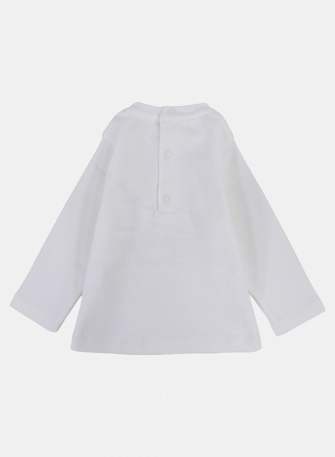 بمبيلو تيشيرت قطني للاولاد الصغار الصغار – كريمي مع طباعة سيارة مرحة - Image 2