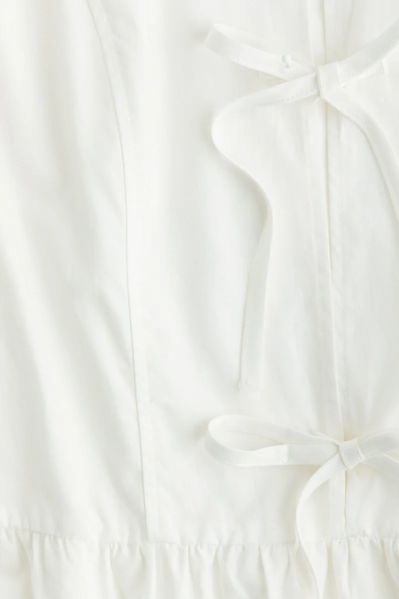 H&M Tie-detail puff-sleeved dress