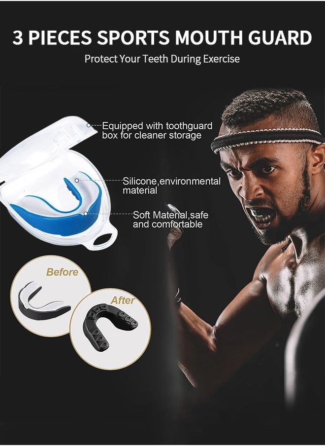 GROIC 3 Pack EVA Mouthguards with Case, Sport Mouth Guards Mouthguard Gum Guard, Mouthguard Slim Fit for Boxing, Basketball, Hockey, Soccer  - Image 2