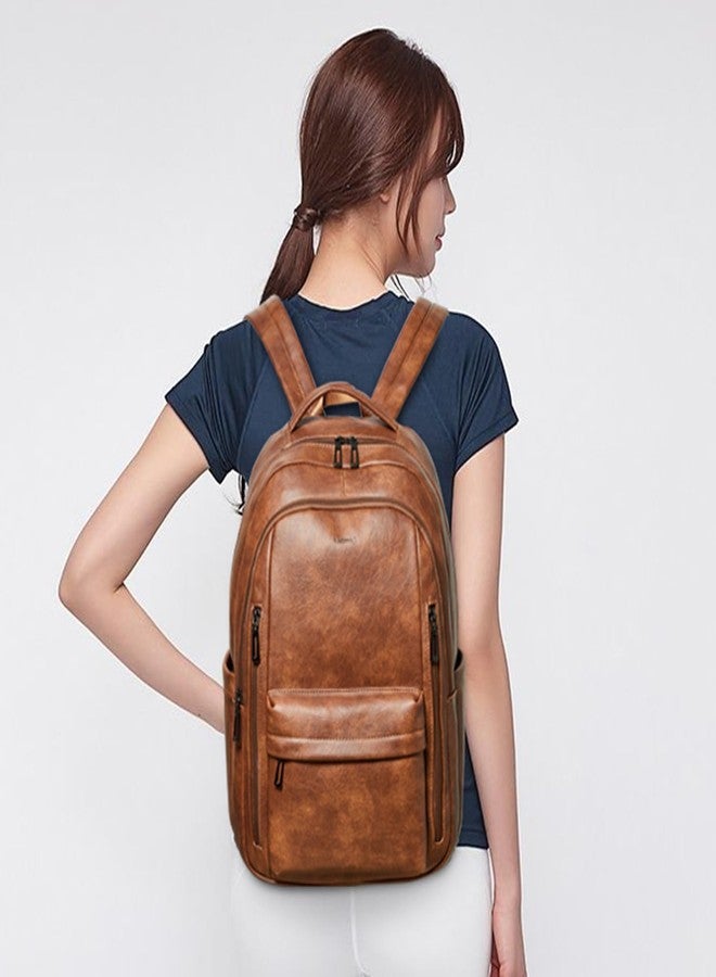 LATMAP 30L Backpack Purse for Women Men Laptop Backpack, Faux Leather Travel Work Backpack Teacher Bookbag fits 15.6" Laptop,Brown - Image 2
