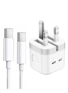 ELTRAZONE 35w USB C PD Fast Charger with USB-C C-C Cable Dual Port Type-C QC3.0 Wall Adapter UK Plug for Samsung Pixel Huawei OnePlus Xiaomi and More (C-C Cable, White)  - Image 1