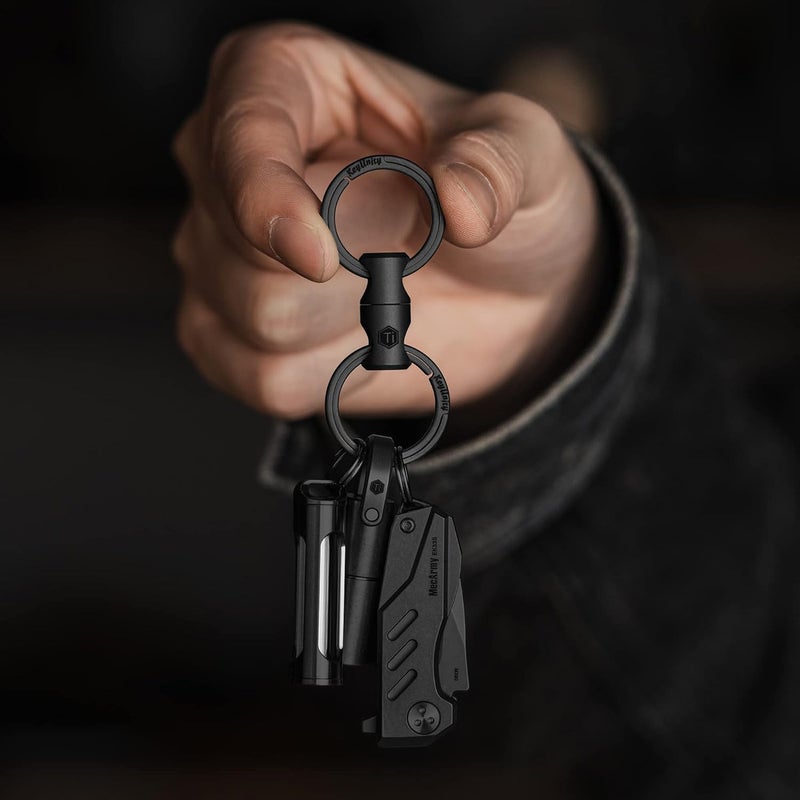 KeyUnity مشبك حلقة المفاتيح KM00 لحزام الخصر، حامل مفاتيح مزدوج الجوانب، مع مشبك تحرير سريع للخصر، حلقة مفاتيح قابلة للإزالة 25 مم، حلقة تسلق مفاتيح من التيتانيوم - Image 4