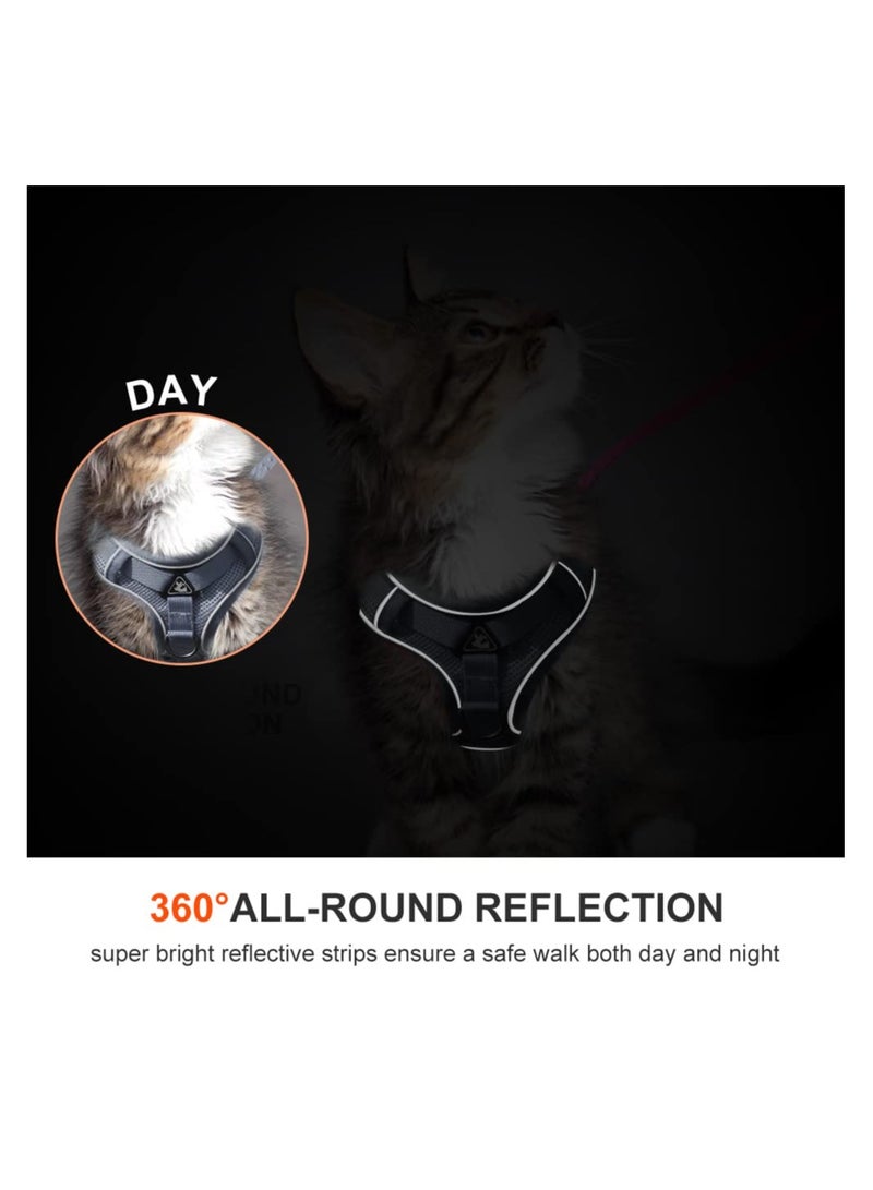 SYOSI Escape Proof Cat Harness(S-Size), Adjustable Step-in Vest Reflective Strip Leash Set Soft Mesh Harness Small Dog Walking Harness Pet Safety Vest No-Choke Cat Vest for Kitten Puppy Rabbit - Image 4