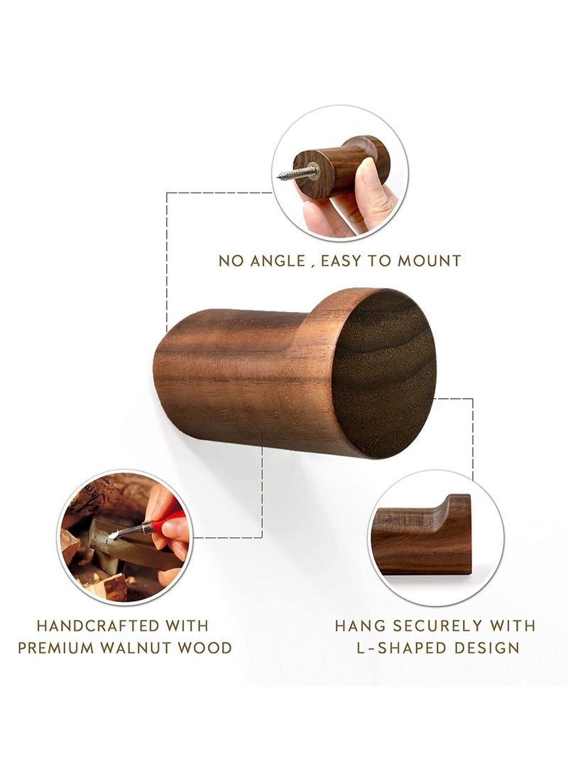 Y&D Natural Wooden Wall Hooks - Pack of 4 Mounted Modern Hook Handmade Decorative Coat Pegs Minimalist for Hanging Hat Coats (Black Walnut Wood)  - Image 4