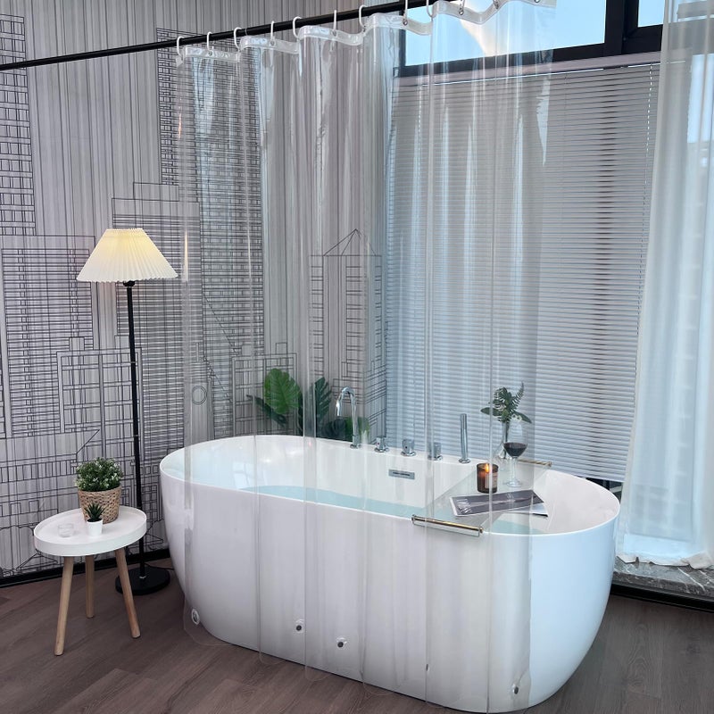 EurCross Clear Plastic Shower Curtains Mould Proof and Mildew ResistantTransparent Waterproof High Grade PEVA 200cm Long Shower Curtain Liner for Bathbroom with 5 Magnet Weights