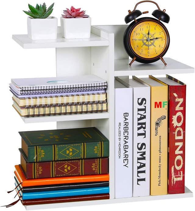 UniArt Small Desktop Bookshelf Storage Display Rack Office Home Dcor White L1634 X W748 X H1634