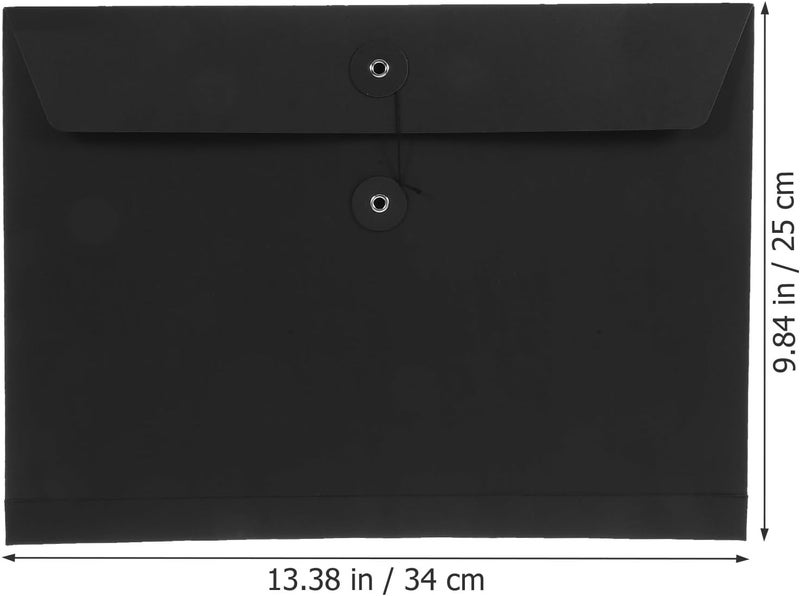 PRETYZOOM 5pcs A4 Portable String Button File Folders, 34x25x4cm Paper Document Organizer Bags, Eco-Friendly Kraft Paper File Holders for Office and School Document Storage - Image 2