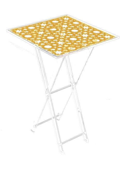 LAMSIT IBDAA Acrylic Folding Tray Table | Square Foldable Table | Patio Table | Foldable Table for Balcony | Portable Table (Golden)