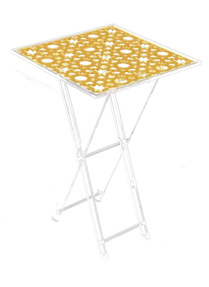 LAMSIT IBDAA Acrylic Folding Tray Table | Square Foldable Table | Patio Table | Foldable Table for Balcony | Portable Table (Golden)