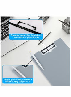 KASTWAVE Classic Clipboards Plastic Clip Board A4 Folding Document Folder For Office Nursing Teacher Student Stationery Test, A4 Size 9 x 12.5 Inch With Low Profile Metal Clip, Gray  - Image 3