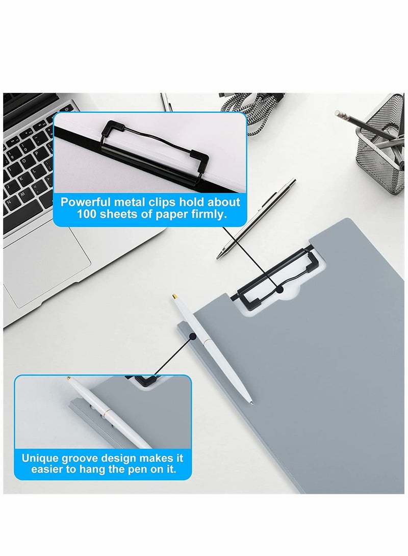 KASTWAVE Classic Clipboards Plastic Clip Board A4 Folding Document Folder For Office Nursing Teacher Student Stationery Test, A4 Size 9 x 12.5 Inch With Low Profile Metal Clip, Gray - Image 3