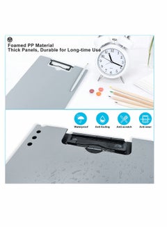 KASTWAVE Classic Clipboards Plastic Clip Board A4 Folding Document Folder For Office Nursing Teacher Student Stationery Test, A4 Size 9 x 12.5 Inch With Low Profile Metal Clip, Gray  - Image 2