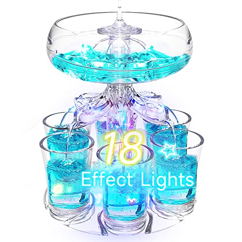 Zcvtbye Party Drink Shot Dispenser with 6 Shot Glasses Set - Acrylic Touchless Liquor Dispenser and Holder Shot Pourer for Beverage | Cider | Cocktail - Fun Bar Accessories Home Gifts (V2 LED) - Image 1