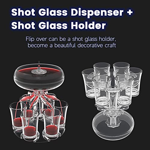 Zcvtbye Party Drink Shot Dispenser with 6 Shot Glasses Set - Acrylic Touchless Liquor Dispenser and Holder Shot Pourer for Beverage | Cider | Cocktail - Fun Bar Accessories Home Gifts (V2 LED) - Image 5
