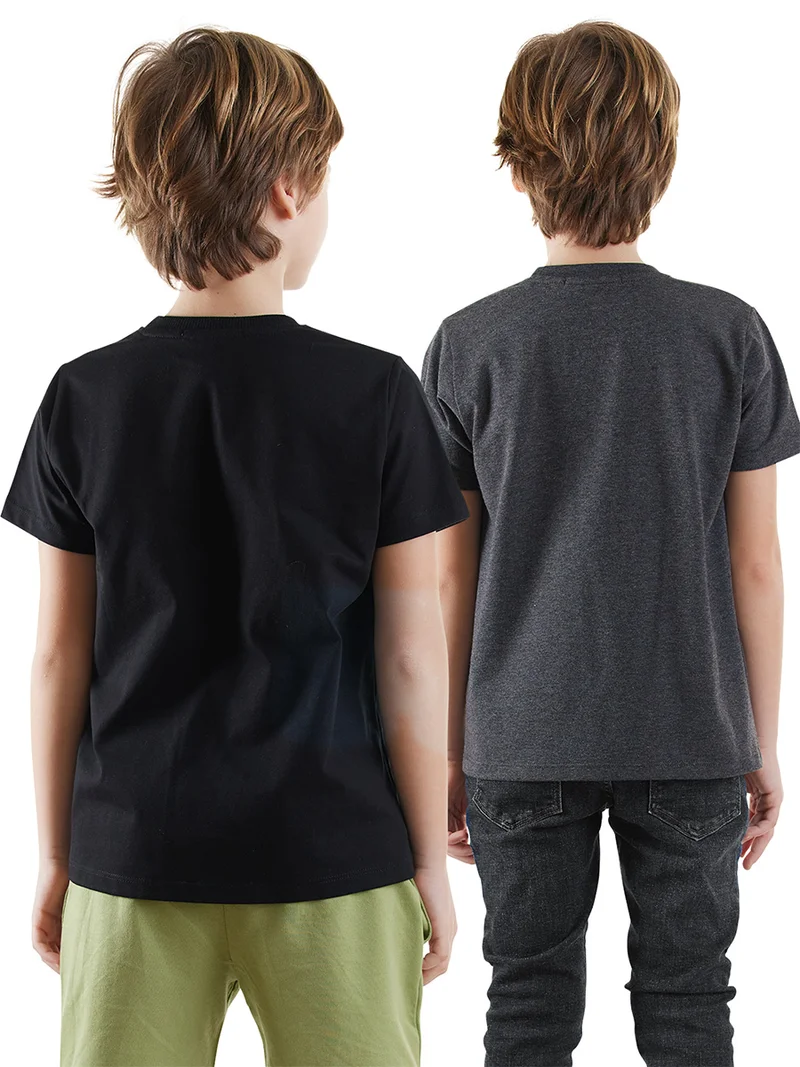 Denokids 2 Pack Boy Black&Anthracite T-shirts Game