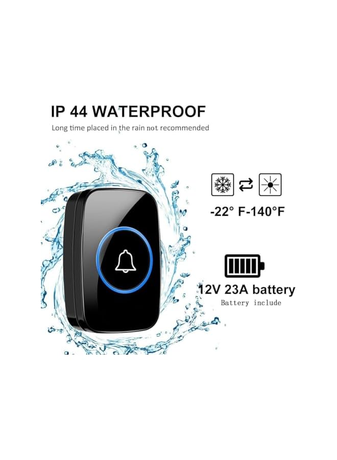 promass Wireless Doorbell kit, Plug-in Receiver, Waterproof Push Button with 1000 feet Operating Range, 5 Volume Levels, 60 Chimes, LED flash & CD Sound For Home/Office/Classroom Use (Black) - Image 4