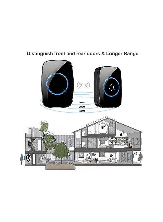 promass Wireless Doorbell kit, Plug-in Receiver, Waterproof Push Button with 1000 feet Operating Range, 5 Volume Levels, 60 Chimes, LED flash & CD Sound For Home/Office/Classroom Use (Black) - Image 3