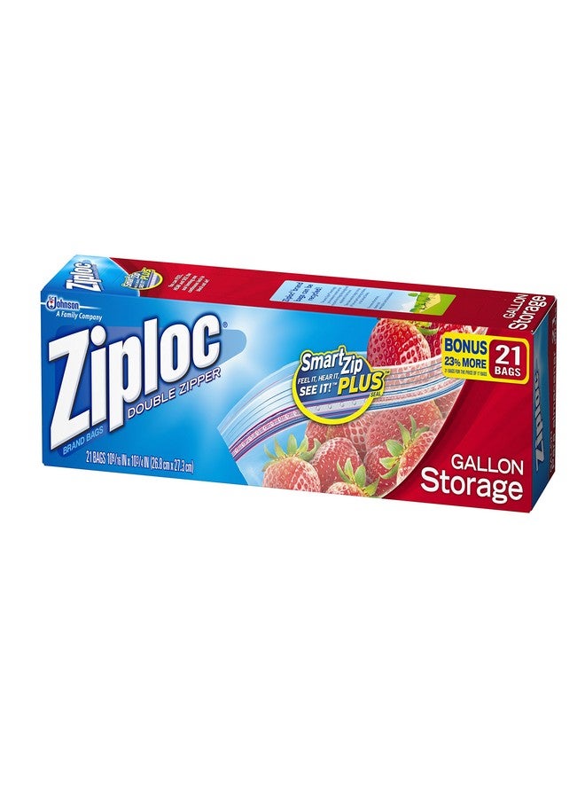 Ziploc Double Zipper Storage Bags, 1 gal, 1.75 mil, 9.6" x 12.1", Clear, 19 Bags/Box, 12 Boxes/Carton - Image 2