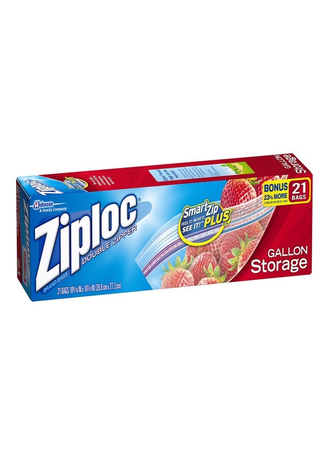 Ziploc Double Zipper Storage Bags, 1 gal, 1.75 mil, 9.6" x 12.1", Clear, 19 Bags/Box, 12 Boxes/Carton - Image 3