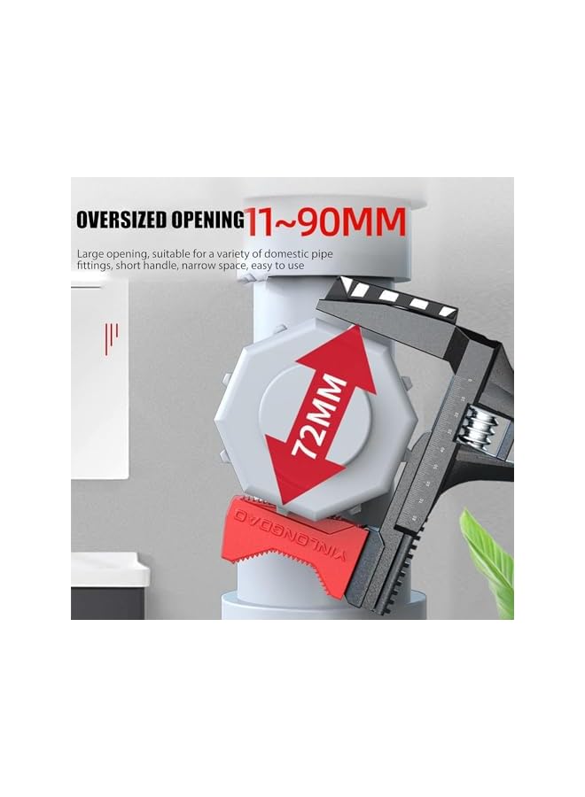promass Sink Wrench, 11 to 90mm Open-Ended Spanner Wrench, Bathroom Adjustable Wrench Universal Vertical Spanner Repair Tool, Extra Large Openings Short Shank Multi-function Pipe Wrench Wrenches - Image 4