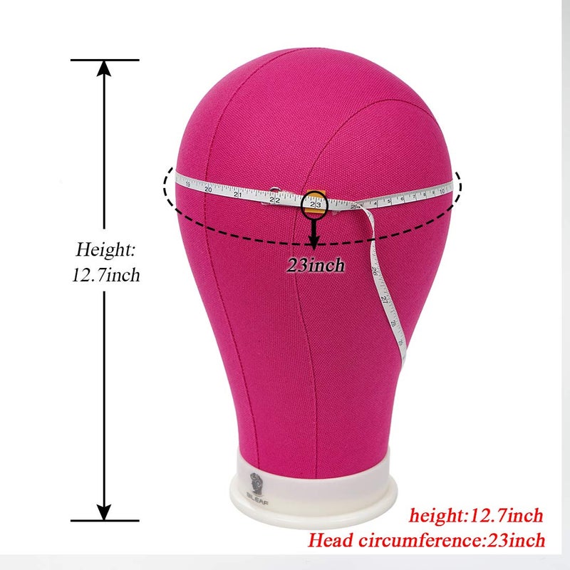 Bileaf 23 Inch Poly Canvas Block Mannequin Wig Head With Stand Colored Styling Manikin Head Set for Making Wig Display With Mount Holes C Clamp Stand(Rosy Head) - Image 4