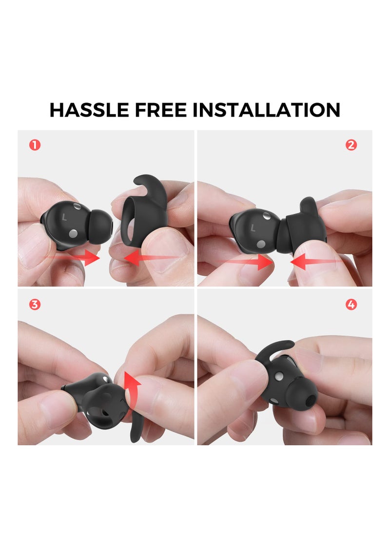 Generic 3 Pairs of Silicone Ear Hooks for Beats Studio Buds 2021, Anti-Slip Ear Covers, Not Compatible with Charging Case, Available in Black.  - Image 4