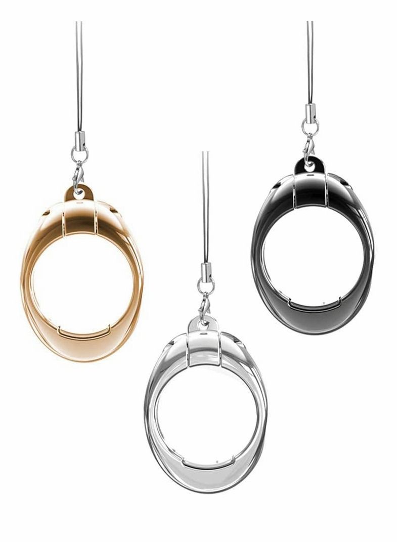SYOSI Ring Holder, Metal Phone Lanyard, Phone Charm, Lanyard Ring Bracket 2-in-1 for Universal Cell Phone Anti-lost 3pcs (Mixed Colors) - Image 1