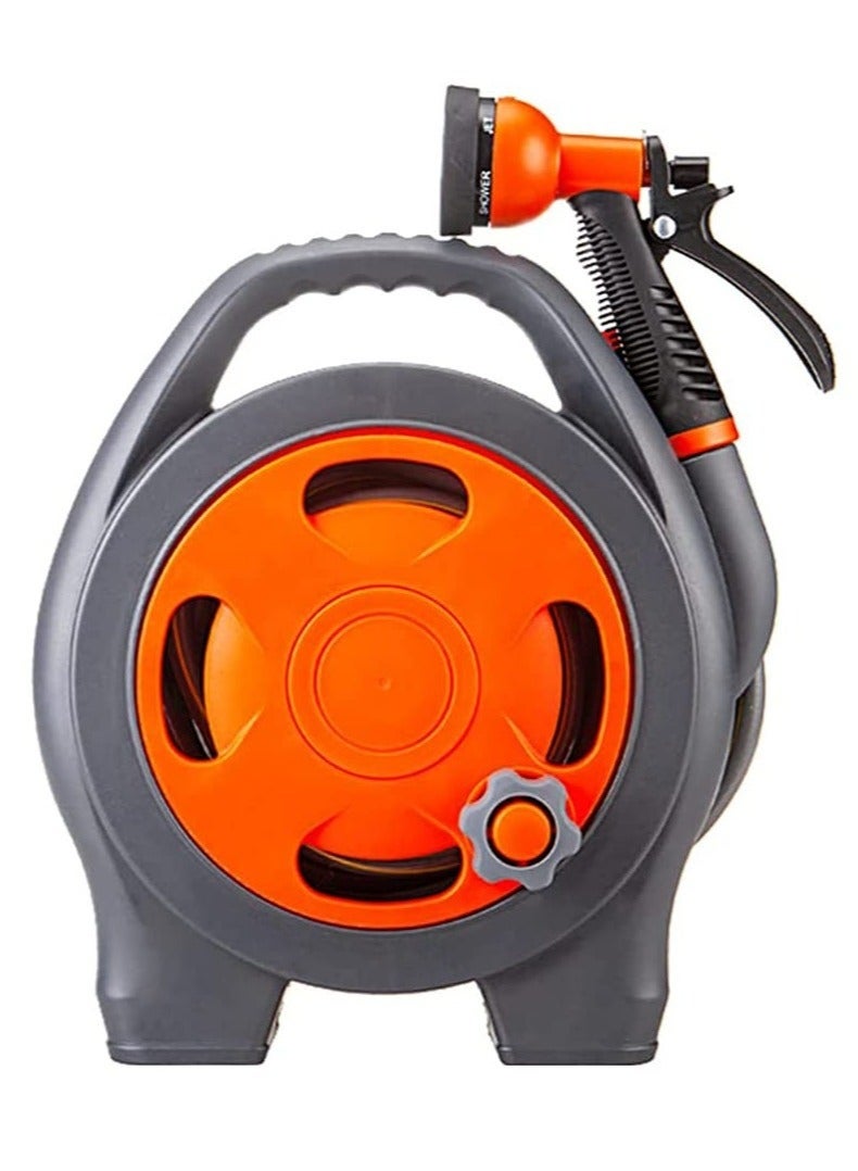 WALALLA Retractable Garden Hose Reel,12m Portable Garden Hose with 6-Function Spray Nozzle Suitable for Homes Gardens Roads Green Houses,Orange - Image 1