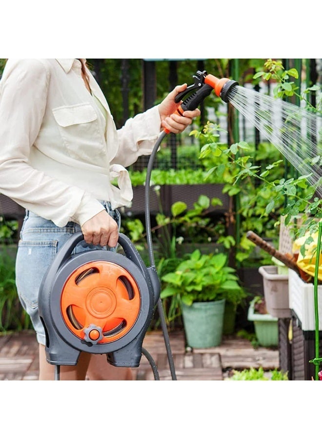 WALALLA Retractable Garden Hose Reel,12m Portable Garden Hose with 6-Function Spray Nozzle Suitable for Homes Gardens Roads Green Houses,Orange - Image 4
