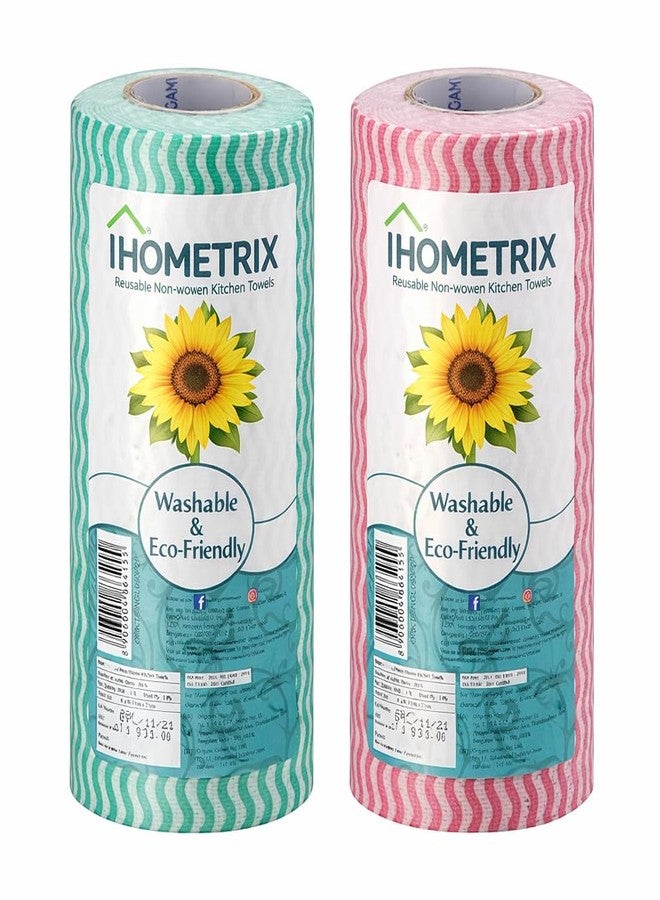 Hometrix Non Woven Reusable & Washable Kitchen Towel Roll | Ultra Absorbent, Antimicrobial & Anti Odour Wipes for Spotless Cleaning | Quick Dry Tissues Pack of (3, 23X20 - Image 1