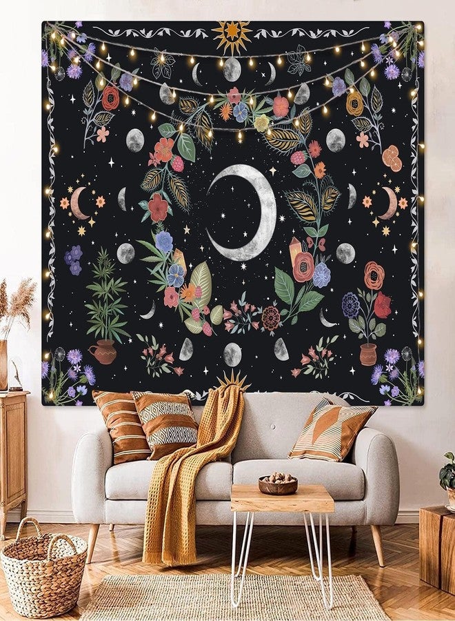 Kanuyee Floral Moon Tapestry Flower Tapestry for Bedroom Boho tapestries Wall Hanging Aesthetic for Bedroom and Living Room Moon 36×48 Inches - Image 3