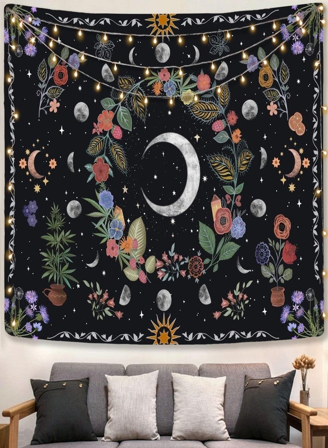 Kanuyee Floral Moon Tapestry Flower Tapestry for Bedroom Boho tapestries Wall Hanging Aesthetic for Bedroom and Living Room Moon 36×48 Inches - Image 1