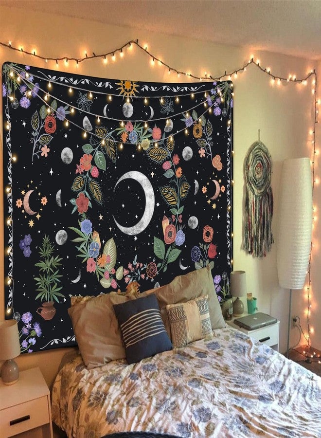 Kanuyee Floral Moon Tapestry Flower Tapestry for Bedroom Boho tapestries Wall Hanging Aesthetic for Bedroom and Living Room Moon 36×48 Inches - Image 4
