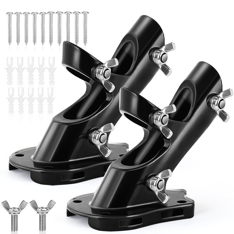 Anovo Flag Pole Holder Anovo Flag Pole Brackets Mount Outside House HeavyDuty Aluminum Metal Rust Proof Bracket 1 Inner Diameter 2 Positions with Hardwares for Outdoor Wall Mounting PorchBlack2 Pack - Image 2
