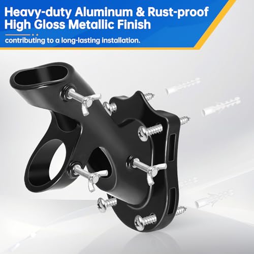 Anovo Flag Pole Holder Anovo Flag Pole Brackets Mount Outside House HeavyDuty Aluminum Metal Rust Proof Bracket 1 Inner Diameter 2 Positions with Hardwares for Outdoor Wall Mounting PorchBlack2 Pack - Image 3