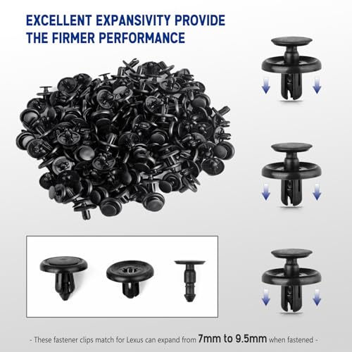 UNIGT 120 pcs Engine Under Cover Push-Type Retainer Clips Compatible with Toyota Lexus Camry Corolla Body Clips Replace 90467-07201 with Tool - Image 4