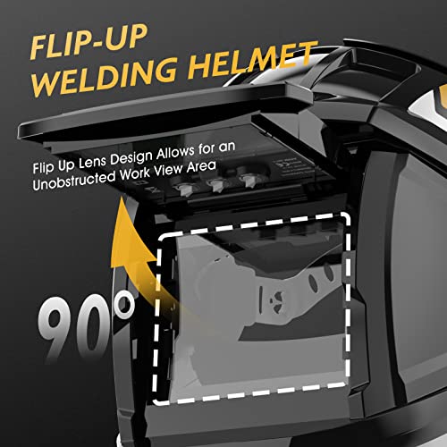TOOLIOM Flip Up Welding Helmet 3.64 x 1.67 inch Auto Darkening Clamshell Welding Mask True Color Lift Front Welding Hood - Image 2