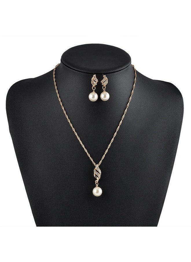 yongsheng Bride Studded Jewelry Set，Charm Wedding Earring Necklaces Set for Women Elegant Vintage Jewelry Set Round White Costume Jewelry Accessories  - Image 1