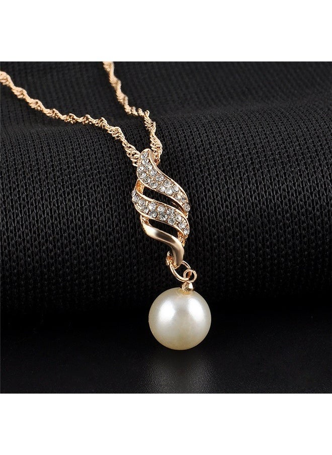 yongsheng Bride Studded Jewelry Set，Charm Wedding Earring Necklaces Set for Women Elegant Vintage Jewelry Set Round White Costume Jewelry Accessories  - Image 2