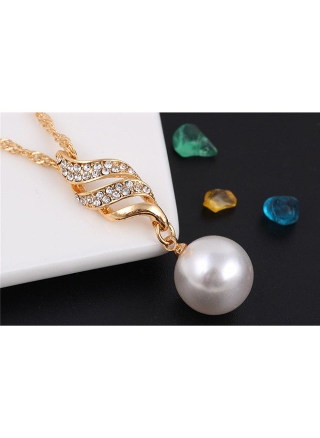 yongsheng Bride Studded Jewelry Set，Charm Wedding Earring Necklaces Set for Women Elegant Vintage Jewelry Set Round White Costume Jewelry Accessories  - Image 4