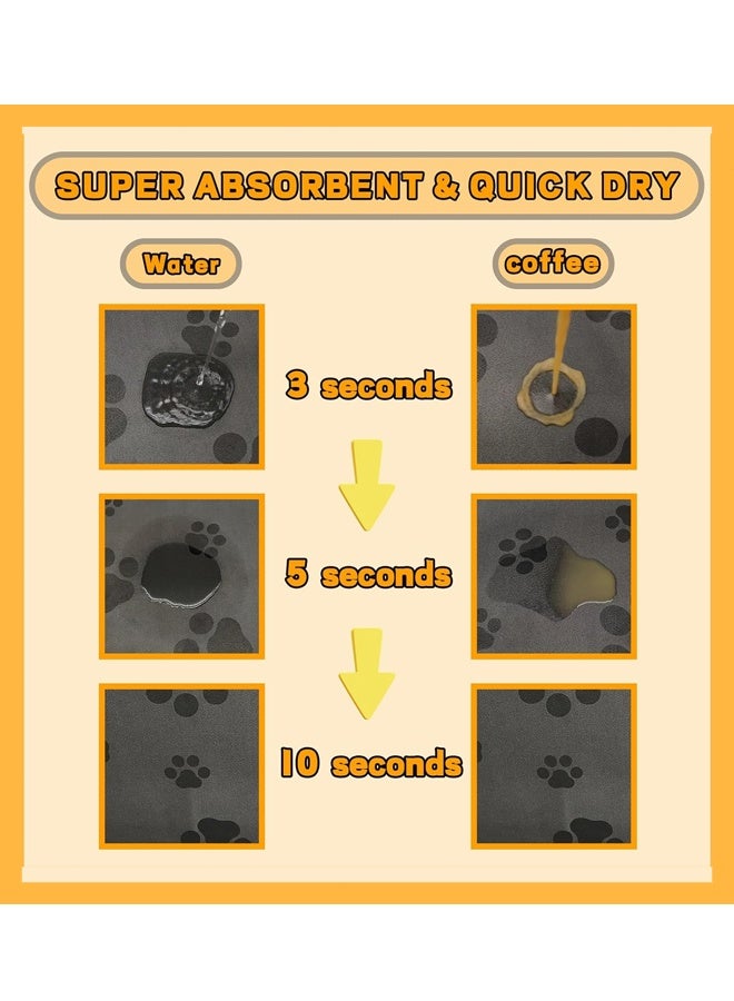 إتش كيو جيمنغ حصيرة تغذية الحيوانات الأليفة، حصيرة ماصة للكلاب لوعاء الطعام والماء، لا تترك بقعًا، حصيرة توزيع مياه سريعة الجفاف للكلاب، ملحقات الكلاب، وعاء ماء للكلاب للشرب الفوضوي 30 × 40 سم (رمادي) - Image 2